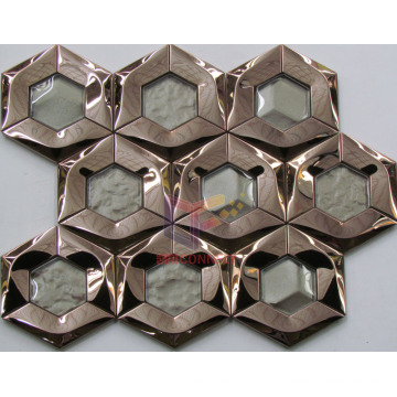 Hexagon Shape Crystal Mix Mirror Face Stainless Steel Mosaic (CFM1026)